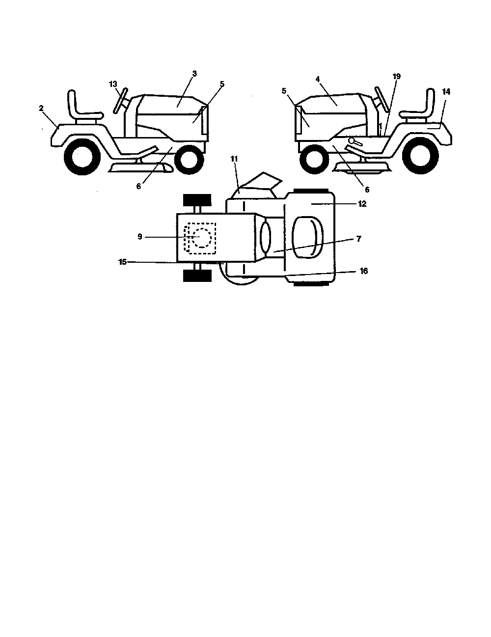 Decals Diagram and Parts List for GE1138  Weed Eater Lawn Tractor